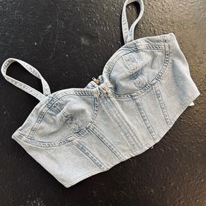 Zara Denim Corset Crop Tank